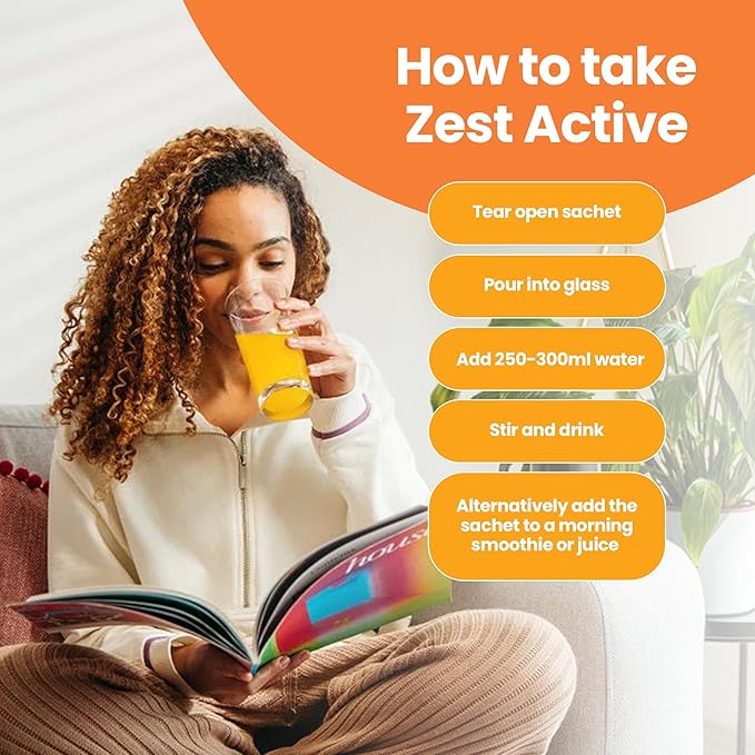 Zest Active | 25 Active Ingredients in One Daily Sachet | 30 Day Supply | Supports Energy, Immune System, Brain & Muscle Function
