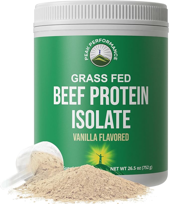 Grass Fed Beef Protein Powder - Lactose Free Great Tasting Beef Protein Isolate. Complete Animal Based Non Dairy Paleo Carnivore Protein Supplement for Prime Muscle Building. No Whey. Vanilla Flavor