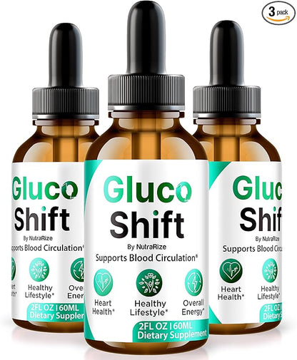 (3 Pack) Gluco Shift Drops - Our Innovative Natural Blood Support Formula, Official GlucoShift to Maintain Healthy and Stable Levels for Overall Wellness, Detox Cleanse Gotas Review (90 Servings)