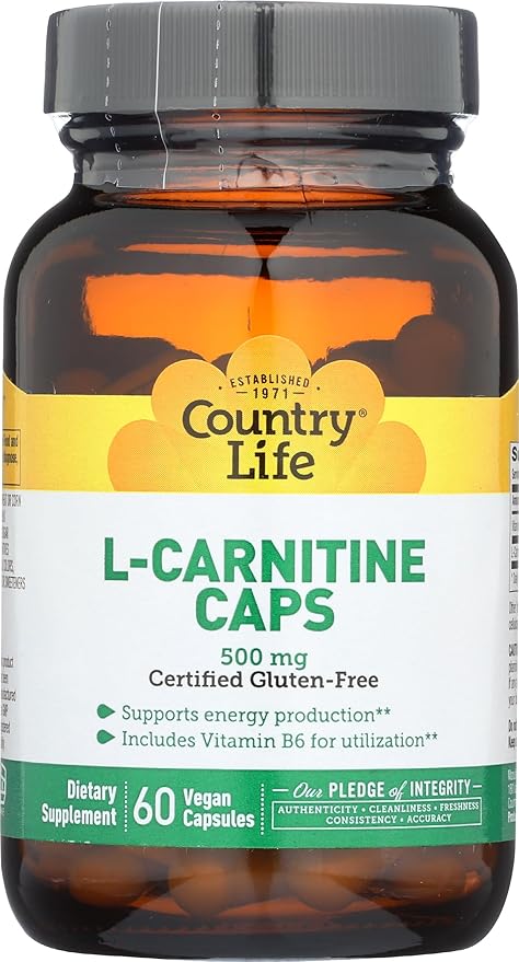 Country Life L-Carnitine 500 mg w/B-6, 60 Capsules