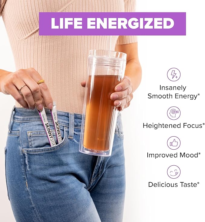 Zantrex SkinnyStix Energy Drink Mix + Antioxidants. Heightens Focus, and Offers Incredible Energy, Delicious 10-Calorie Packets – 15 Packets, Berry Fusion Flavor