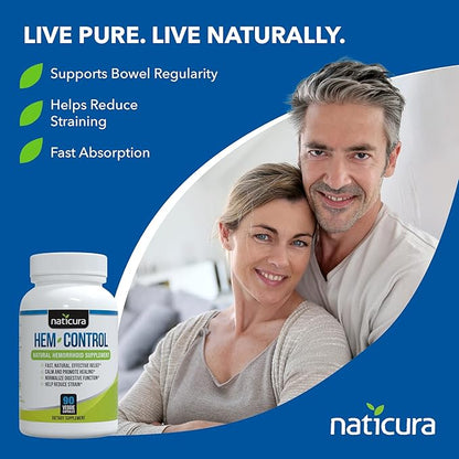 Hem-Control - Fast Effective Hemorrhoid Treatment Supplement - Powerful Formula to Promote Symptom Relief, Shrinking of Hemorrhoids, Ease Discomfort - 90 Vegan Capsules - Made in USA