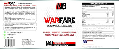Warfare 2 lbs Advanced Whey Protein Blend 22g Protein per Serving Amazing Flavors (2 lbs, Cookies and Cream)