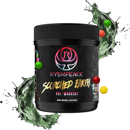 Scorched Earth Pre Workout Powder - Energy & Focus with Dual-Source Caffeine, Nootropics | Pumps from Citrulline, Beta Alanine, Nitrosigine®, GlycerPump™ (Rainbow Candy)