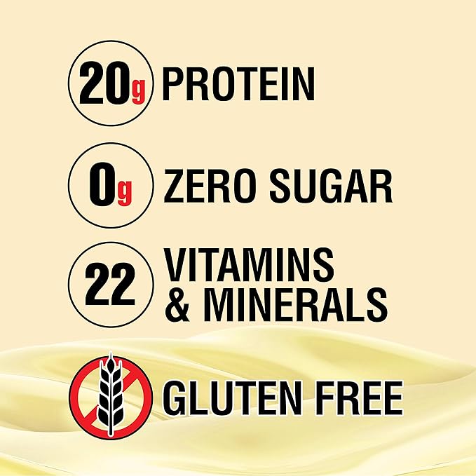 Lean Body Ready-to-Drink Vanilla Protein Shake, 20g Protein, Whey Blend, 0 Sugar, Gluten Free, 22 Vitamins & Minerals, (Recyclable Carton & Lid - Pack of 4)