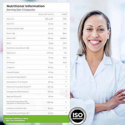 Health & Her Menopause Supplements For Women, Multi-Nutrient, Menopause Support For Women, Menopause Vitamins For Women, Energy, Bones, Muscles, Skin, Hair, Vegan, Gluten-Free, Non GMO (60ct - 1month)