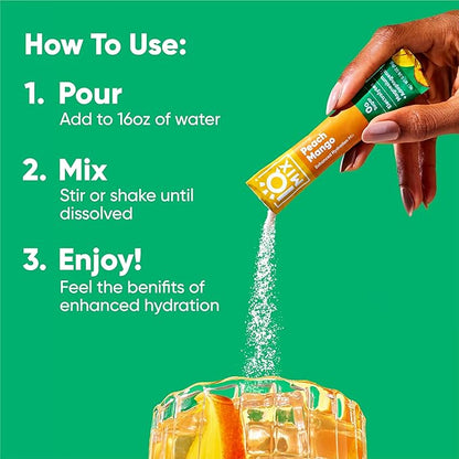 IQMIX Sugar Free Electrolytes Powder Packets - Hydration Supplement Drink Mix with Keto Electrolytes, Lions Mane, Magnesium L-Threonate, and Potassium Citrate - Peach Mango (20 Count)