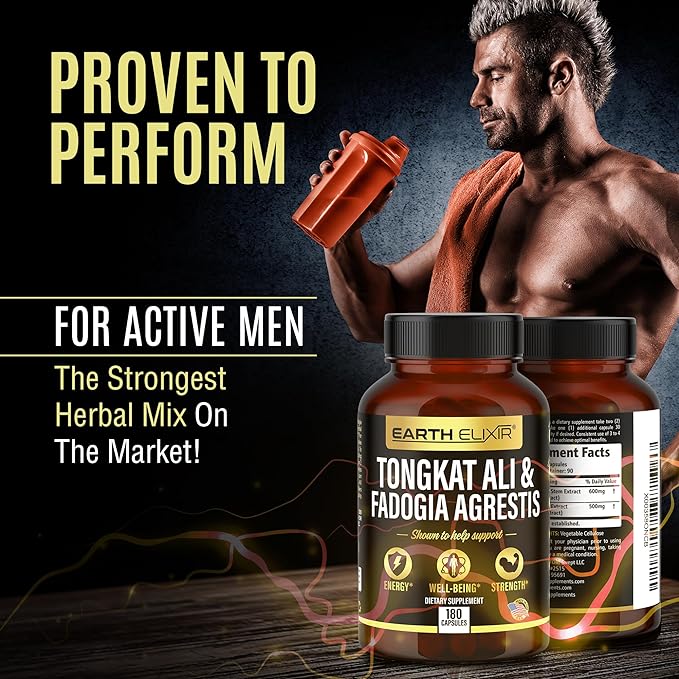 Fadogia Agrestis 600mg and Tongkat Ali 500mg Supplements (180 Capsules) - Made in USA - 3 Month Supply – 3rd Party Tested - Long Jack - Tongkat Ali Fadogia Agrestis for Men and Women