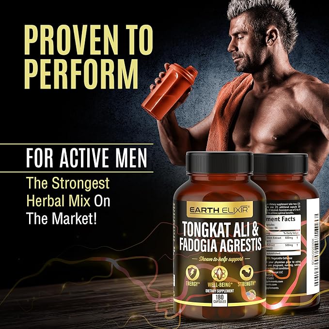 Fadogia Agrestis 600mg and Tongkat Ali 500mg Supplements (180 Capsules) - Made in USA - 3 Month Supply – 3rd Party Tested - Long Jack - Tongkat Ali Fadogia Agrestis for Men and Women