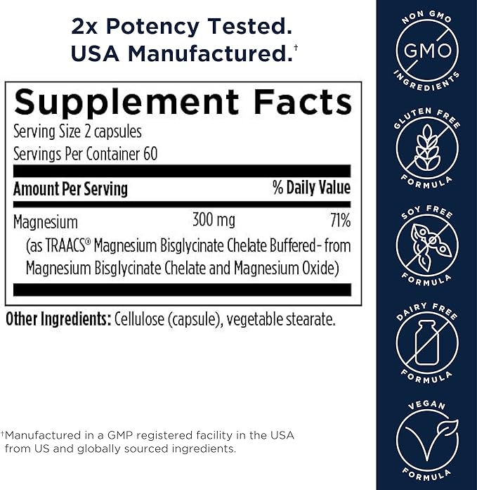 Designs for Health Magnesium Glycinate Complex - Chelated Magnesium Bisglycinate + High Absorption Magnesium Oxide for Heart Health, Immune Support & Bone Strength - Vegan (120 Capsules)
