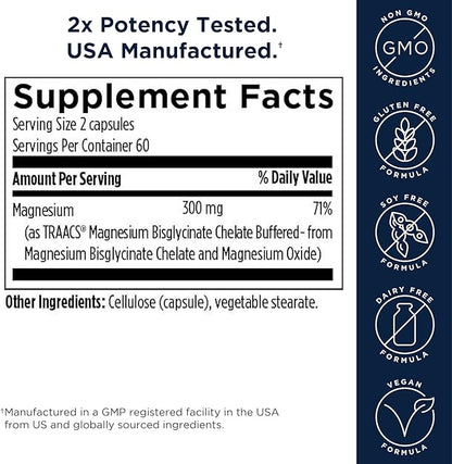 Designs for Health Magnesium Glycinate Complex - Chelated Magnesium Bisglycinate + High Absorption Magnesium Oxide for Heart Health, Immune Support & Bone Strength - Vegan (120 Capsules)