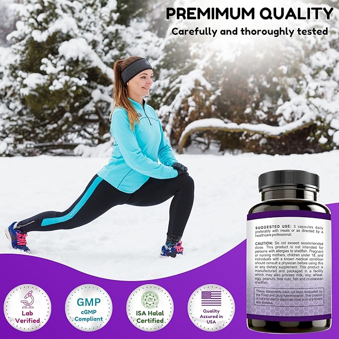 Halal Joint Support Supplement w/Glucosamine Chondroitin MSM | 2820mg 30 Servings | Non-GMO