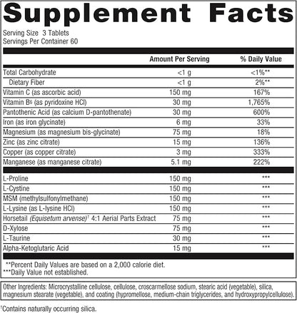 Metagenics Collagenics Nutritional Supplement Support for Connective Tissue and Collagen Tablet - 180 Count