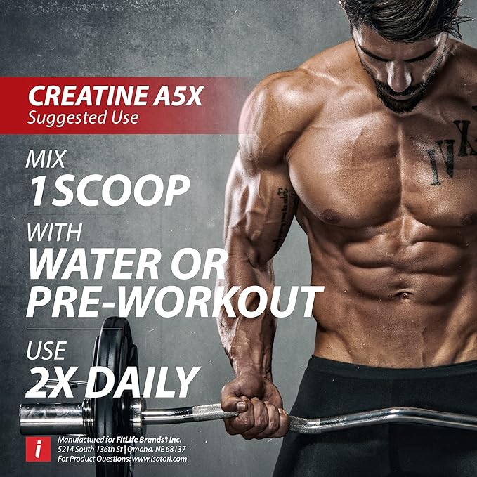 iSatori Creatine A5X, 5 Phase Creatine Powder with Creatine Monohydrate & Betaine Anhydrous, Stim-Free Pre Workout Muscle Builder & Post Workout Recovery Powder, Unflavored (50 Servings)