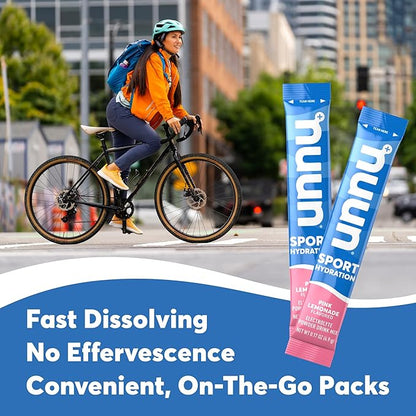 Nuun Sport Electrolyte Powder Packets - Pink Lemonade Flavor, 5 Essential Electrolytes for Hydration, Easy Open Drink Mix with Magnesium, 1g Sugar, Non GMO, Vegan, 16 Single Serving Sticks