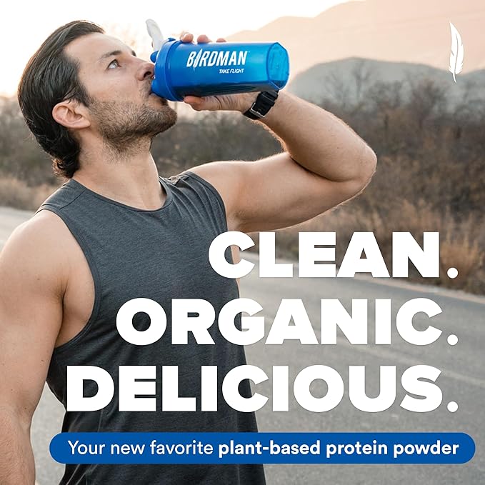 BIRDMAN Falcon Vegan Protein Powder Organic, Stevia & Sugar Free, Plant Based Protein, Low Carb, Dairy Free, Keto, Non Whey Protein, Probiotic, Pea Protein | Chocolate Flavor - 40 Servings - 2.64lb