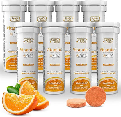 SIGNIFY NATURE Vitamin C 1000mg Effervescent Tablets - Potent Immune Support VIT C with Zinc Supplement - Sugar-Free & Vegan Formula | Dissolvable Vitamin C Tablets - Water Soluble Fizzy Elixir - 80CT