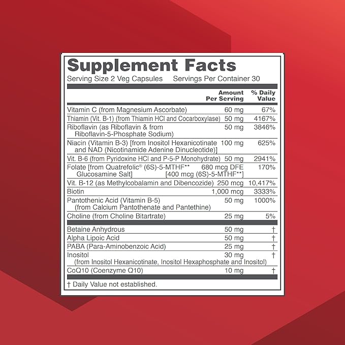 Protocol B Complex Neuro Factors - with Vitamin C, Alpha-Lipoic Acid, CoQ10, and More - 60 Veg Caps