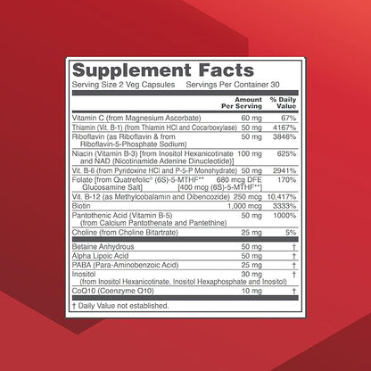 Protocol B Complex Neuro Factors - with Vitamin C, Alpha-Lipoic Acid, CoQ10, and More - 60 Veg Caps