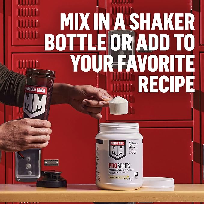 Muscle Milk Pro Series Protein Powder Supplement, Intense Vanilla, 5 Pound, 28 Servings, 50g Protein, 3g Sugar, 20 Vitamins & Minerals, NSF Certified for Sport, Workout Recovery, Packaging May Vary