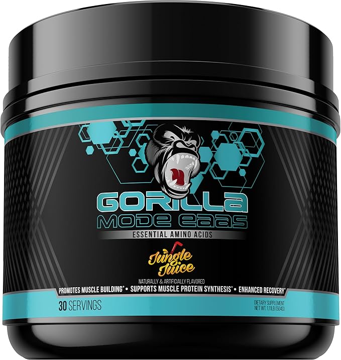 Gorilla Mode EAAs - Essential Amino Acids to Support Muscle Building, Enhanced Recovery, and Protein Synthesis/Use Before, During, or After Your Workout / 453 Grams (Jungle Juice)
