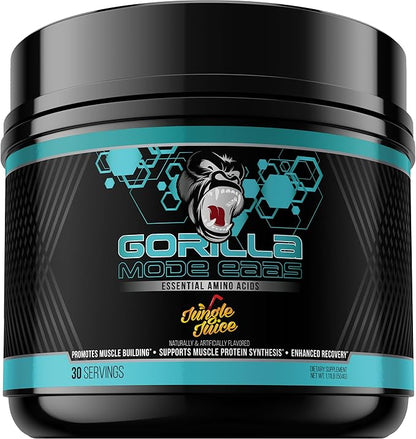 Gorilla Mode EAAs - Essential Amino Acids to Support Muscle Building, Enhanced Recovery, and Protein Synthesis/Use Before, During, or After Your Workout / 453 Grams (Jungle Juice)