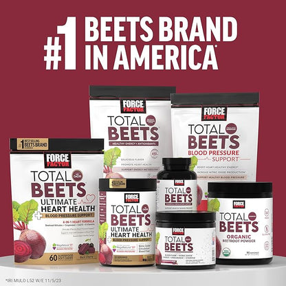FORCE FACTOR Total Beets Organic Beetroot Powder, Superfood to Boost Daily Nutrition, USDA Organic, Vegan, Gluten-Free, and Non-GMO Beet Supplement, Unflavored, 180 Servings, 2-Pack
