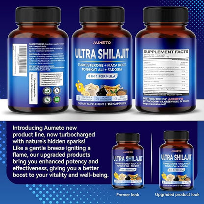 Himalayan Shilajit Supplement - Enhanced Formula with Turkesterone, Maca Root, Tongkat Ali, Fadogia - Rich in Trace Minerals & Fulvic Acid for Male Vitality