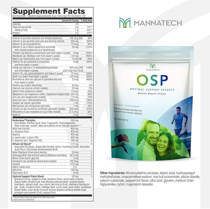 Mannatech More Than Just a Multivitamin, Optimal Support Packets Amazing Self-Care Benefits of OSP Daily Vitamins, w/Ashwagandha Capsules, Immune Support and Antioxidant Supplement - 60 Packets