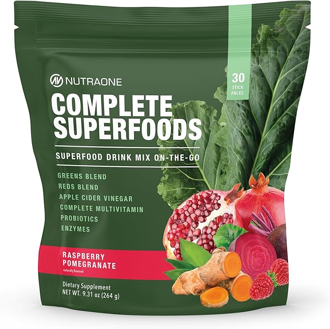 Complete Superfoods, Complete Spectrum Multivitamin, Greens and Reds Blend, Enzymes, Probiotics (Raspberry Pomegranate, 30 Stick Packs)