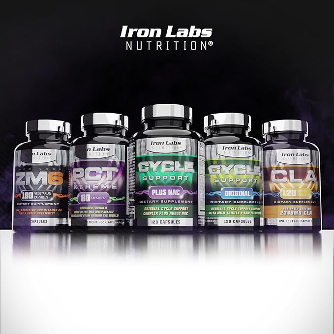 Iron Labs Nutrition: Cycle Support Plus NAC (N-Acetyl-L-Cysteine) - Kidney and Liver Support Supplement - On Cycle Support Supplements for Men - N Acetyl L Cysteine and Milk Thistle (120 Capsules)