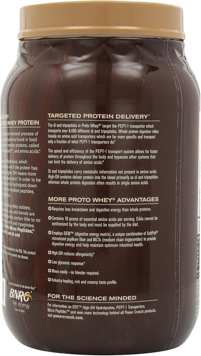 Power Crunch Whey Protein Powder, With Amino Acids, Protein Shakes with Delicious Taste, Double Chocolate, 2.1 LB