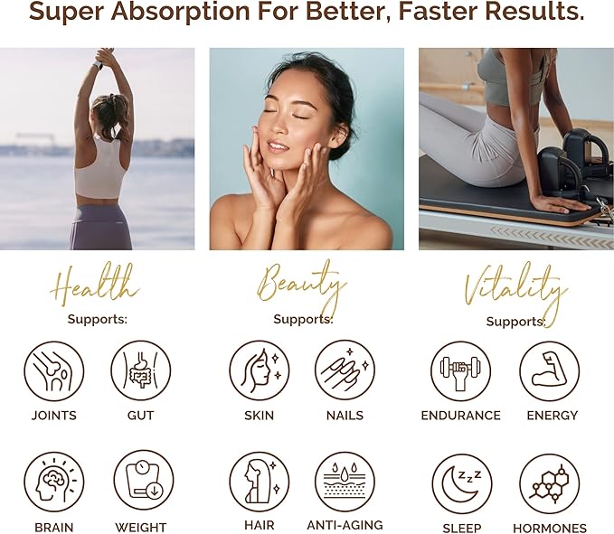 Premium Marine Collagen Powder with Type I II III and IV Hydrolyzed Peptides for Women Men, Sourced from Wild Fish Certified Kosher Unflavored - 14 Stir & Go Sachets (10g Each)