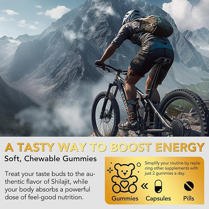 Shilajit Gummies, Pure Shilajit Himalayan, Rich in 85 Micronutrients, Himalayan Shilajit Gummies Shilajit for Men, Suitable for Men and Women, No Added Sugar Non-GMO, 100% Natural Organic, 60 Gummies