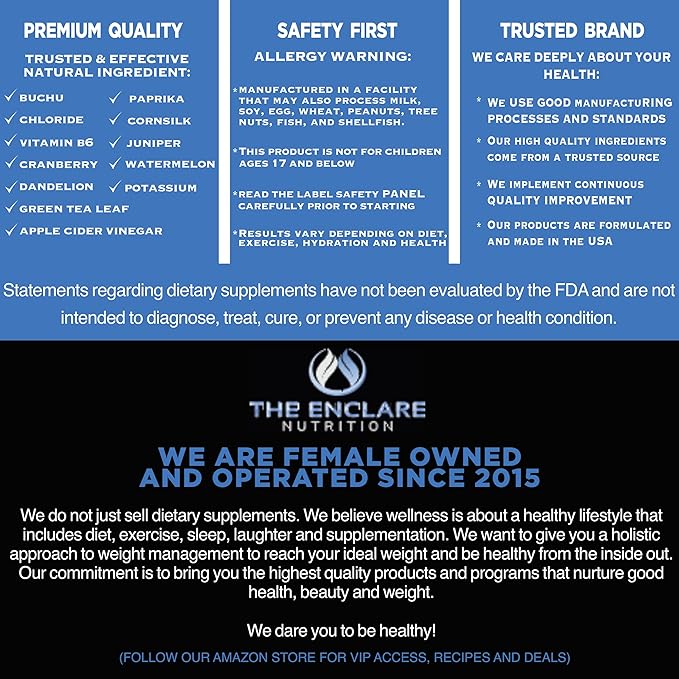 THE ENCLARE NUTRITION Water Pills Diuretic Water Retention, Liver Detox, Kidney Cleanse, Weight, Swelling, Edema, Bloating Relief, Fluid Balance Watershed Max Strength (1)