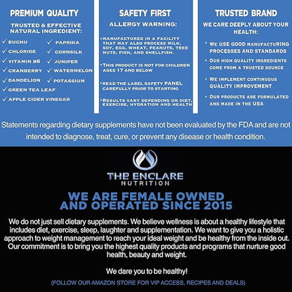 THE ENCLARE NUTRITION Water Pills Diuretic Water Retention, Liver Detox, Kidney Cleanse, Weight, Swelling, Edema, Bloating Relief, Fluid Balance Watershed Max Strength (1)