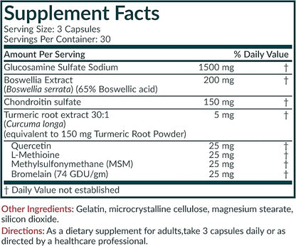 Futurebiotics Glucosamine Chondroitin Turmeric & MSM Advanced Joint Formula, Supports Healthy Joints & Mobility - Non-GMO, 90 Capsules