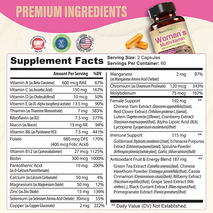 Best Multivitamin for Women | Completely Women's Multivitamins & Multiminerals with Over 20 Vitamins A, C, D, E, B12, Zinc & More Vitamins for Women | Energy, Focus & Immune Health. 120 Capsules