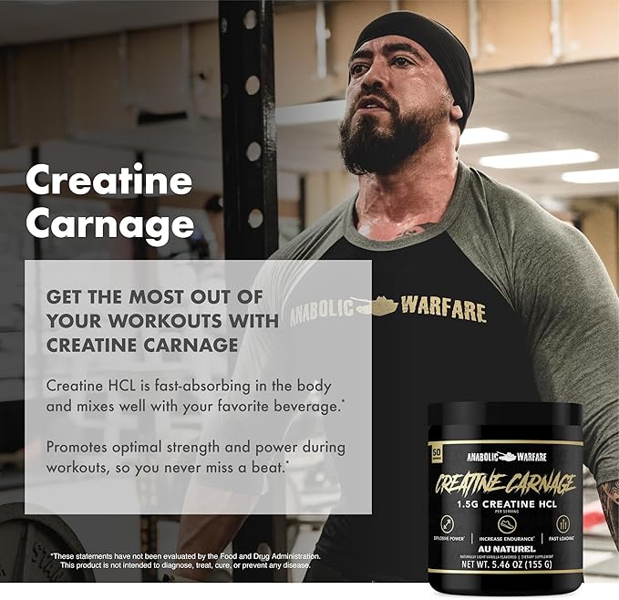 Creatine Carnage, Creatine HCL, Supports Optimal Strength, Endurance, Muscle Mass, and Fast Loading*