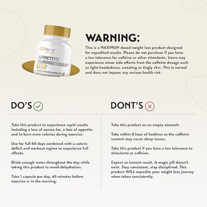 BioHack Health | Best Appetite Suppressant for Weight Loss Pills for Women & Men | Fat Burner Supplement, Metabolism Booster, Carb Blocker | Extra Strength Diet Pills That Work Fast - 60 Capsules