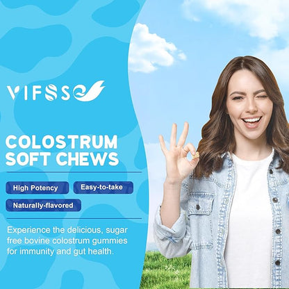 Grass Fed Colostrum Supplement 2000mg, 120 Gummies Sugar Free 40% IgG Bovine Colostrum Gummies + Probiotic, Multivitamin Etc for Immune Support, Gut Support, Hair & Skin