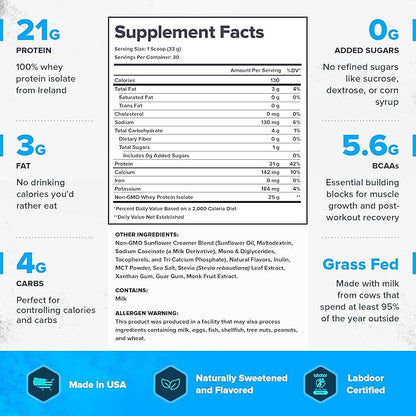 LEGION Whey+ Whey Isolate Protein Powder from Grass Fed Cows - Low Carb, Low Calorie, Non-GMO, Lactose Free, Gluten Free, Sugar Free, All Natural Whey Protein Isolate, (30 Serving, Fruity Cereal)