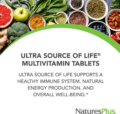 Natures Plus Ultra Source of Life Multivitamin - 90 Tablets - Supports Immune Health, Energy & Overall Well-Being - with Lutein & Vitamin D3 - Vegetarian & Gluten Free - 30 Servings
