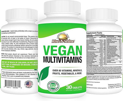 Vegan MultiVitamins Complete Daily MultiVitamin and MultiMineral for Men and Women with Over 80 Vitamins, Minerals, Fruits, Vegetables and More 30 Count