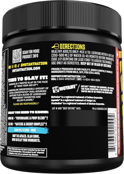 Mutant Madness | Pre Workout Powder Supplement Performance and Pump Blend Includes L-Citrulline, Beta-Alanine, Taurine, L-Tyrosine | 30 Serving | Blue Raspberry