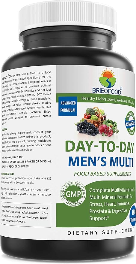 Brieofood BRIOFOOD Day-to-Day Men's Multi 180 Tablets - Food Based Supplement with Vegetable Source Omegas
