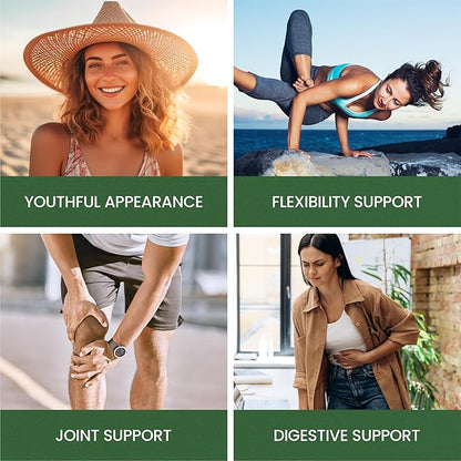 Multi Collagen Protein Peptides Supplement Capsules - 1800mg Collagen Complex Types I, II, III, V, X - Joint Support, Healthy Hair, Skin, Nails, Beauty Vitamins, 100% Natural, Non-GMO 90ct (1)