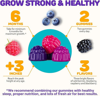 Height Growth Gummies for Kids - Growth Vitamins for Teens Height Growth Supplement - Height Growth for Kids with Calcium, Vitamin D, C, K2, Magnesium & Zinc - Natural Height Growth Maximizer - 60 PCS