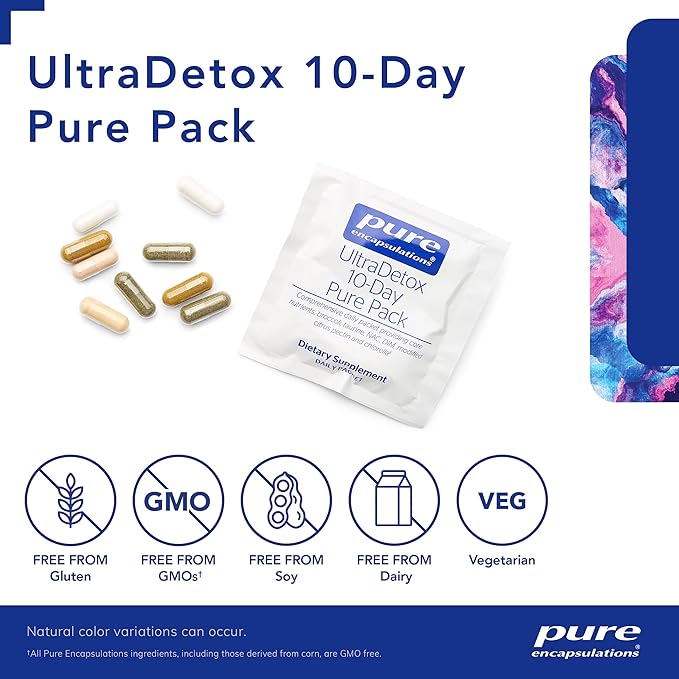 Pure Encapsulations UltraDetox 10-Day Pure Pack Providing Core Nutrients, Broccoli, Taurine, NAC, DIM, Modified Citrus Pectin and Chlorella | 10 Packets