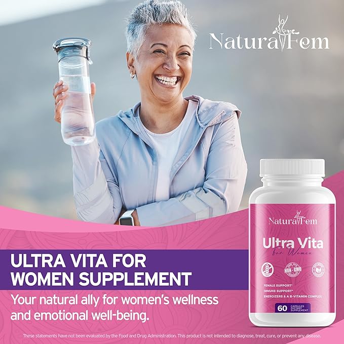 Ultra Vita Multivitamin for Women - Balance of Vitamins, Minerals, & Herb Extracts - Womens Vitamins A, C, D, E and Zinc for Energy, Immunity & Female Support - 60 Capsules